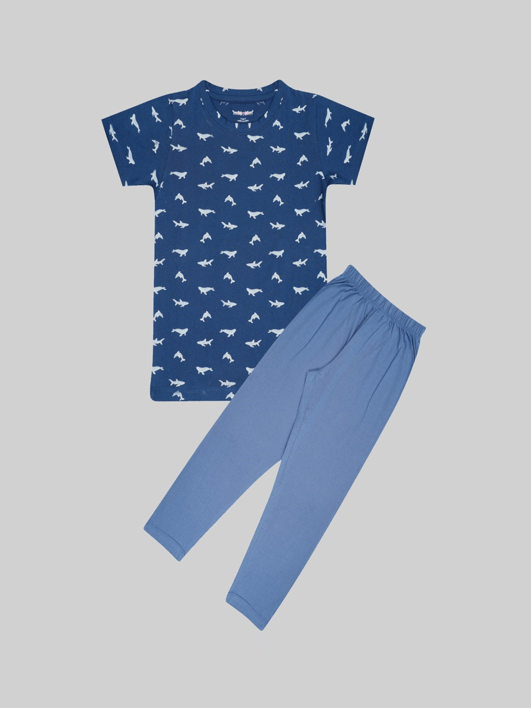 

Taatoom Boys Blue Dolphins Printed Pure Cotton Night suit
