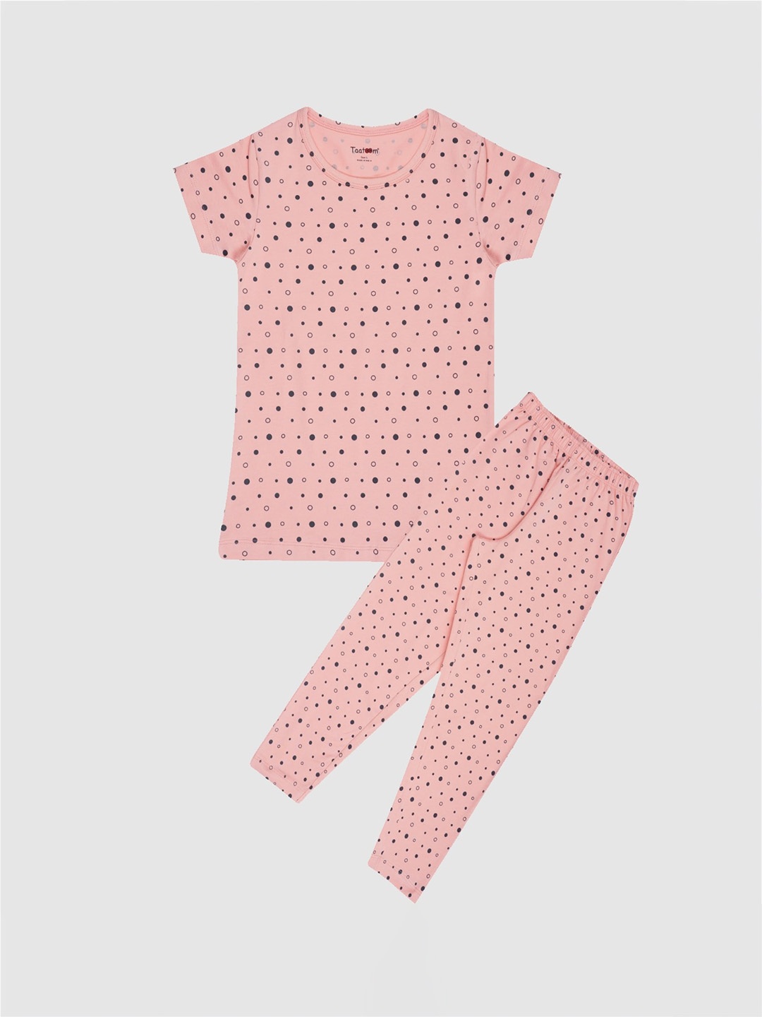 

Taatoom Girls Peach-Coloured Printed Pure Cotton Night suit