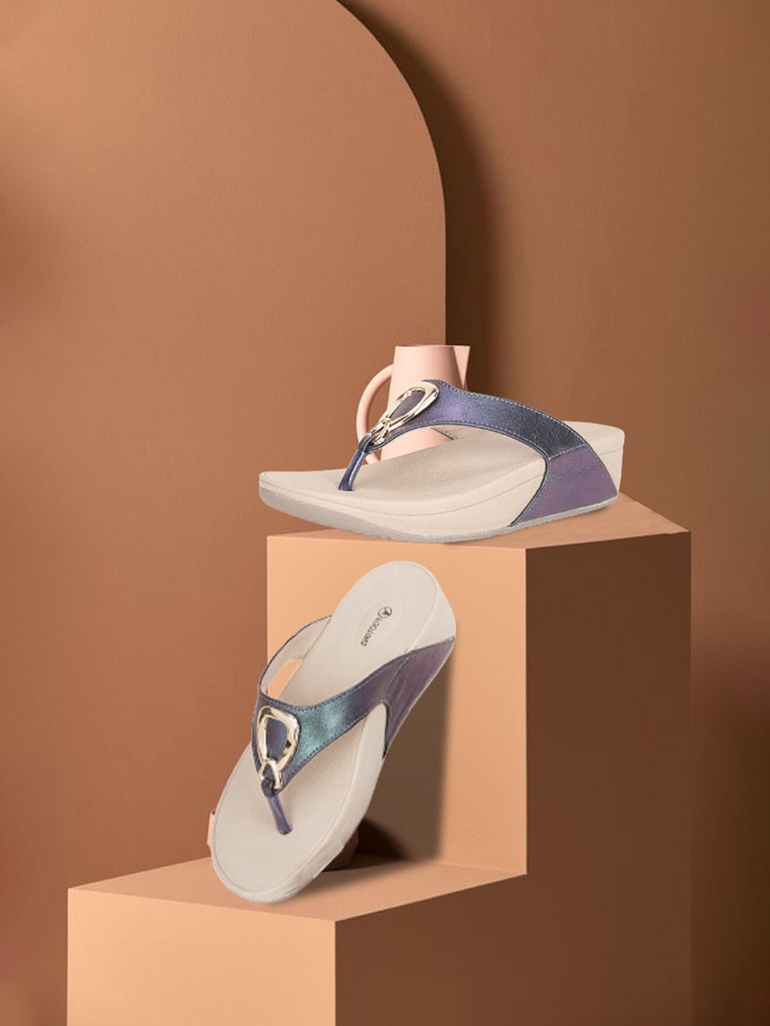 

FOOTONS Purple Block Pumps with Buckles