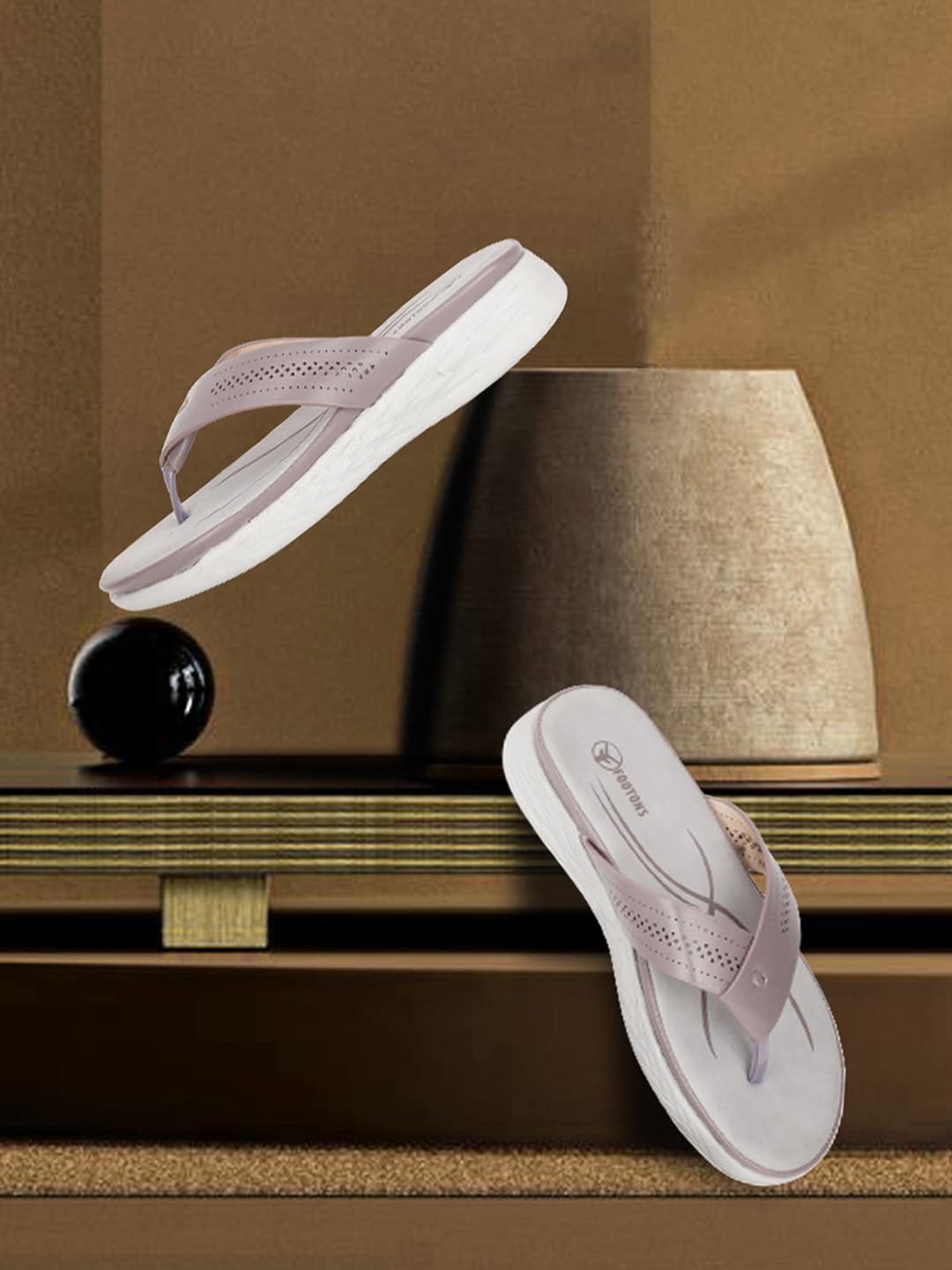 

FOOTONS Purple Striped Block Mules