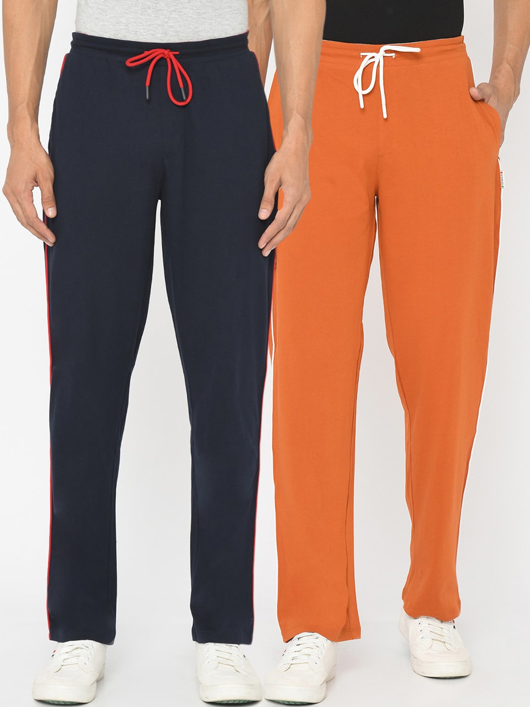 

EDRIO Men Pack Of 2 Solid Cotton Track Pants, Orange