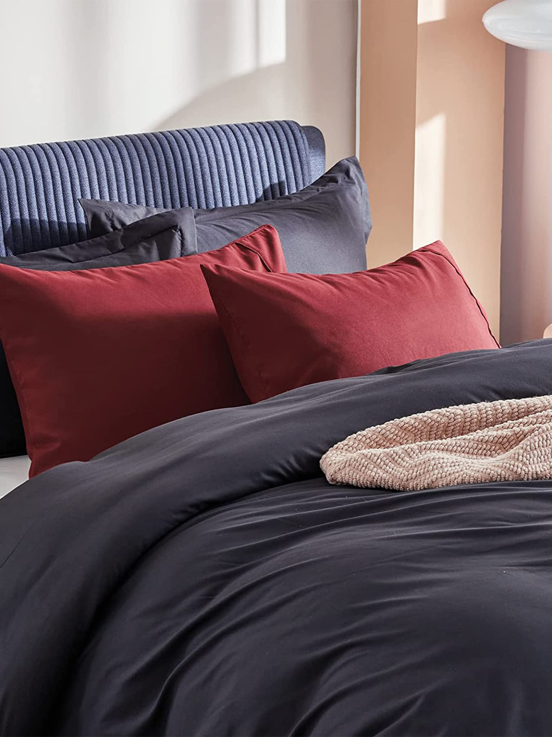 

EXORA Set Of 2 Burgundy Solid Pillow Covers