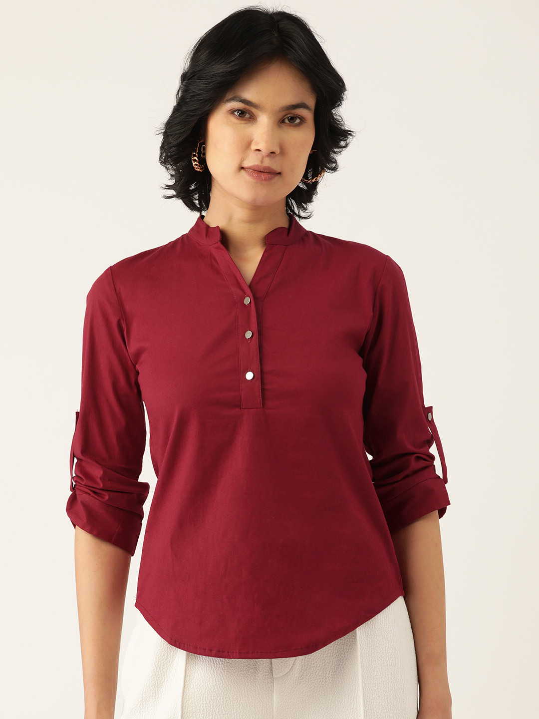

BRINNS Women Maroon Regular Fit Semiformal Shirt