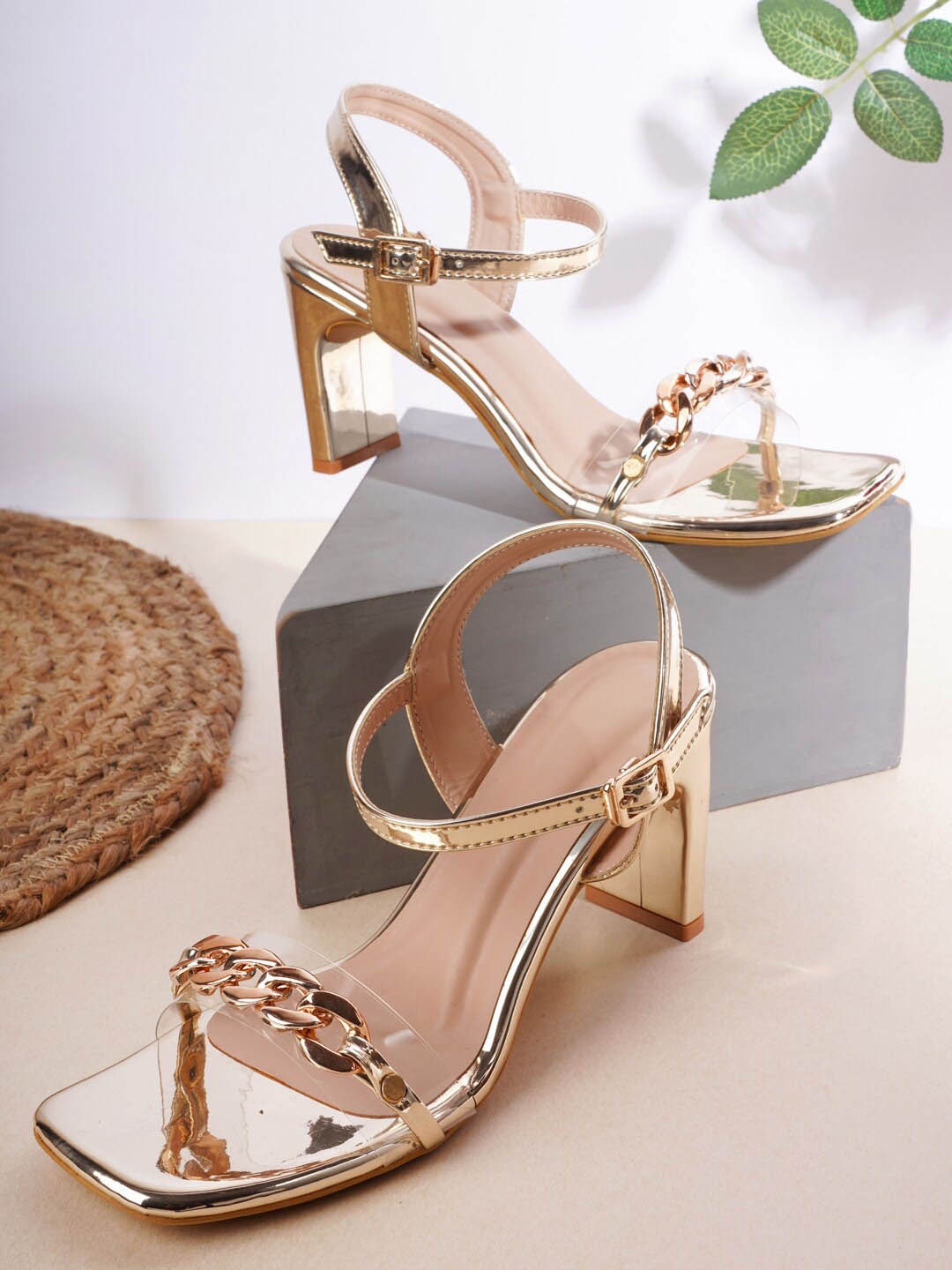 

Cogner Silver-Toned Party Block Pumps