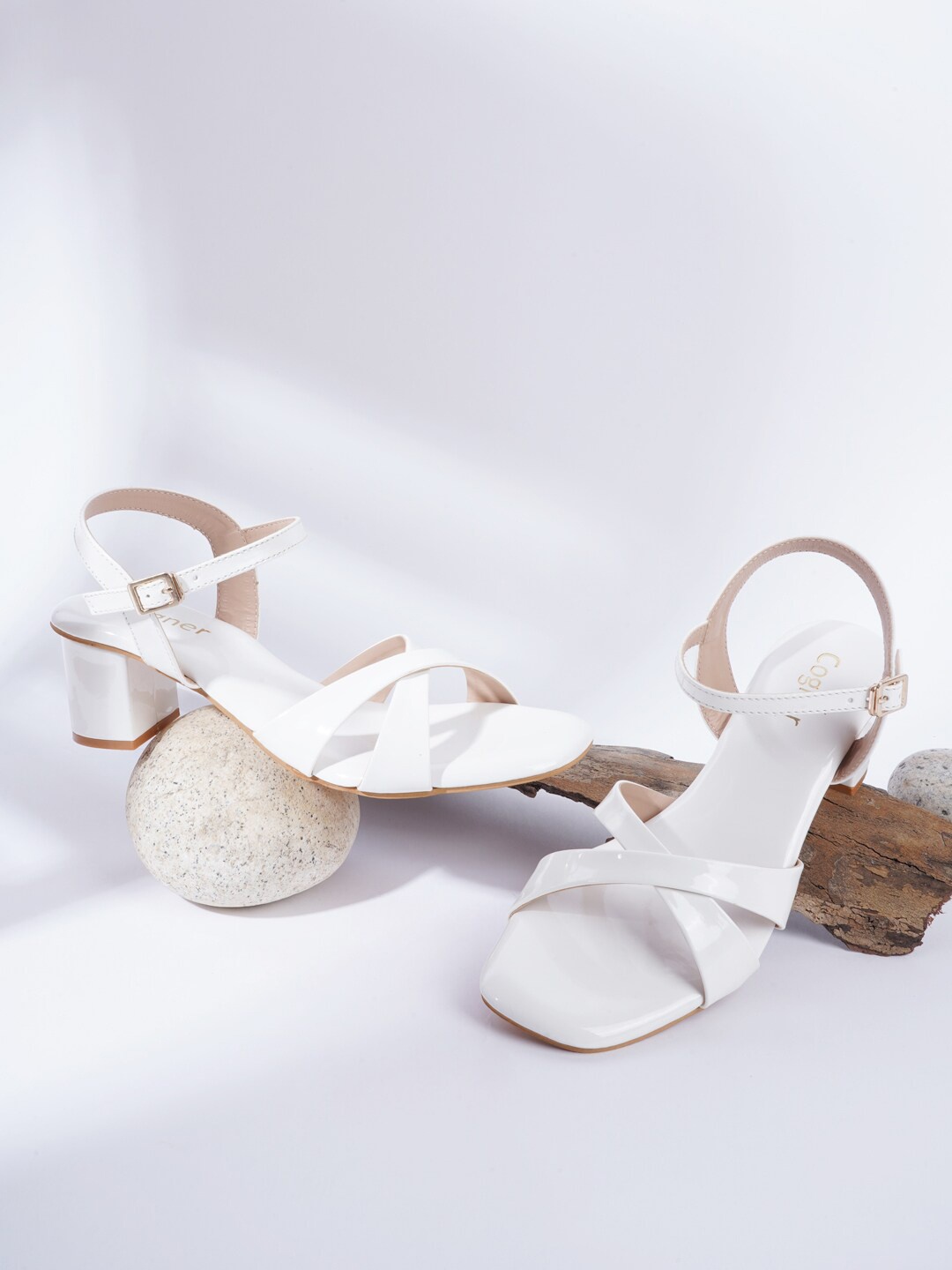 

Cogner White Party Block Pumps