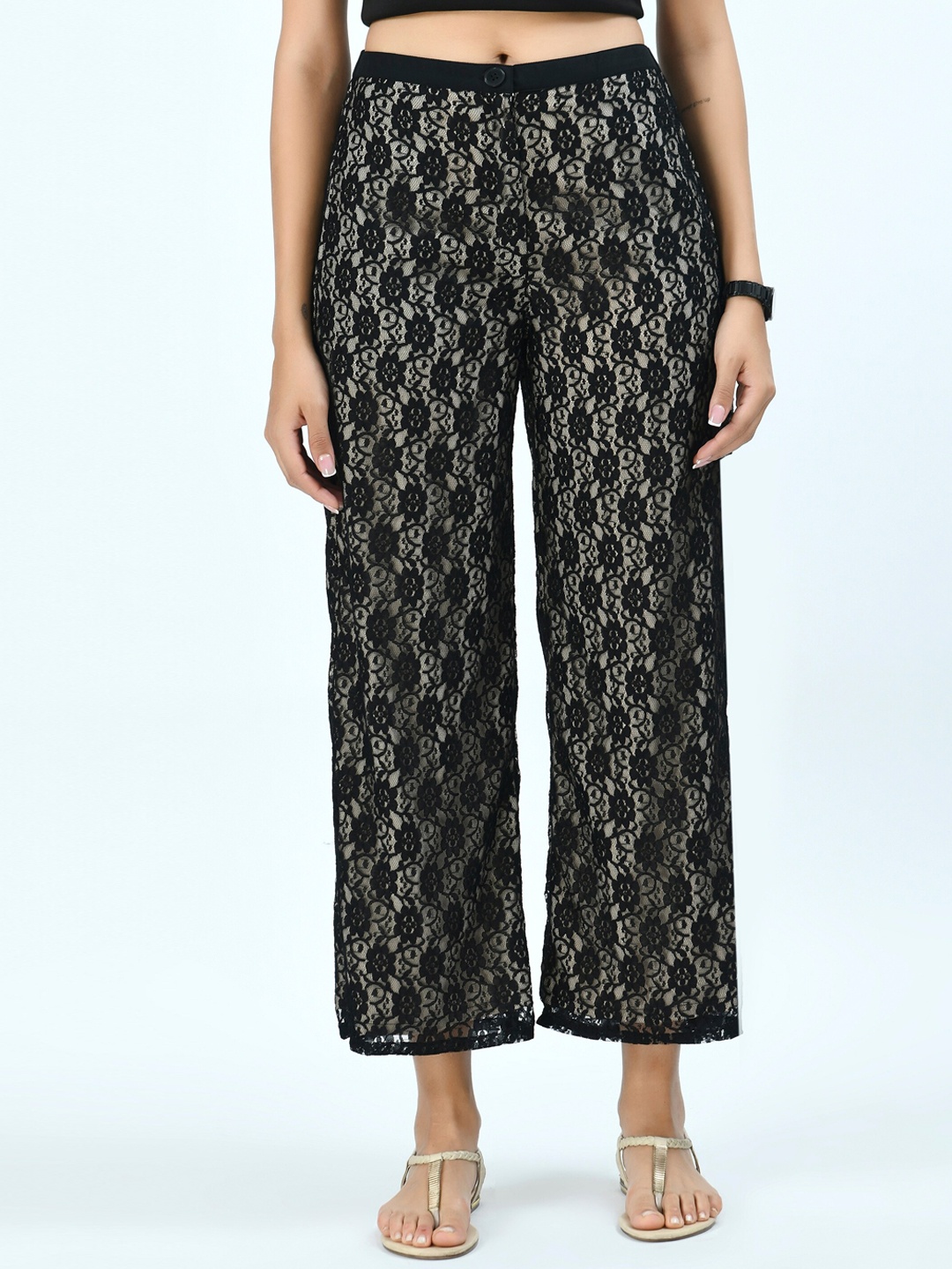 

V&M Women Black Ethnic Motifs Printed Relaxed Easy Wash Trousers