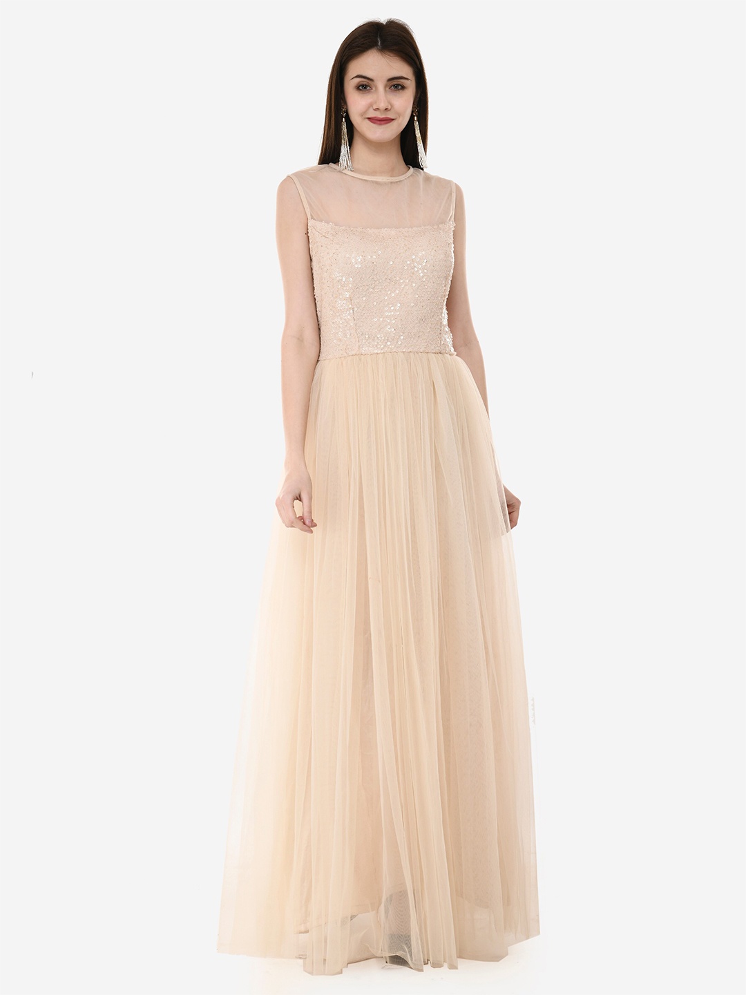 

V&M Beige Net Maxi Dress