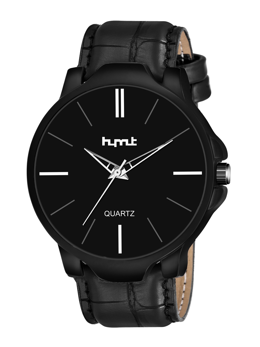 

HYMT Men Black Embellished Dial & Black Leather Bracelet Style Straps Digital Watch HMTY-5502