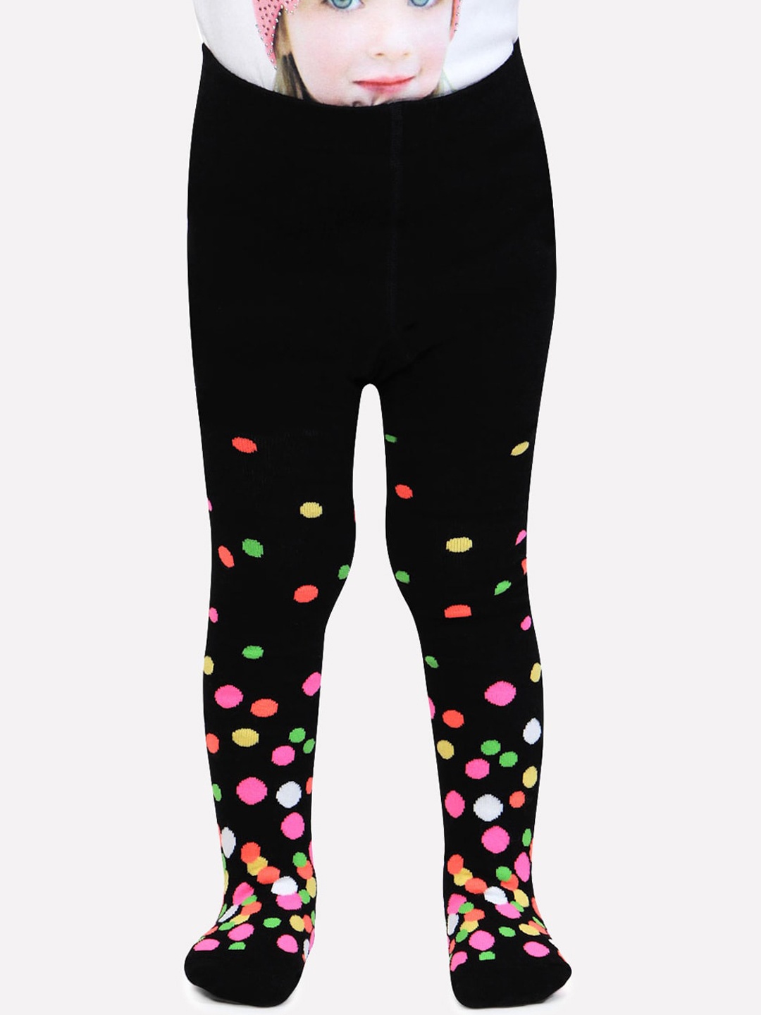 

Bonjour Girls Black Printed Cotton Tights