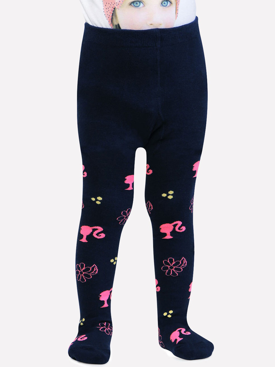 

Bonjour Girls Navy Blue Printed Tights