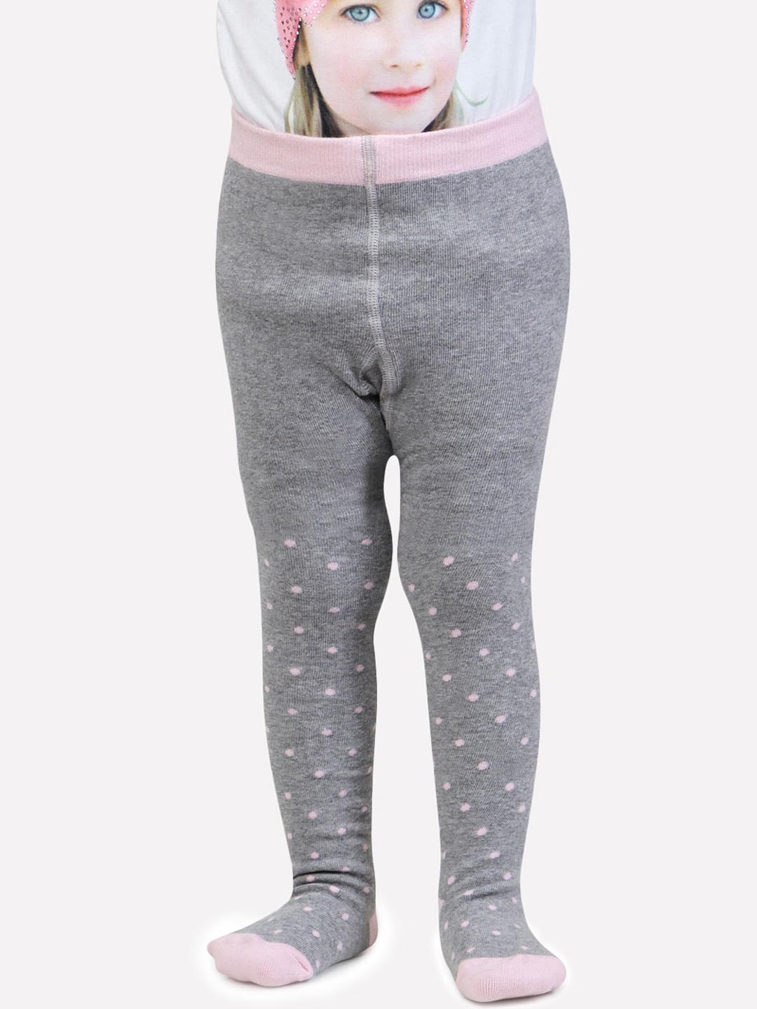 

Bonjour Girls Grey Printed Cotton Tights