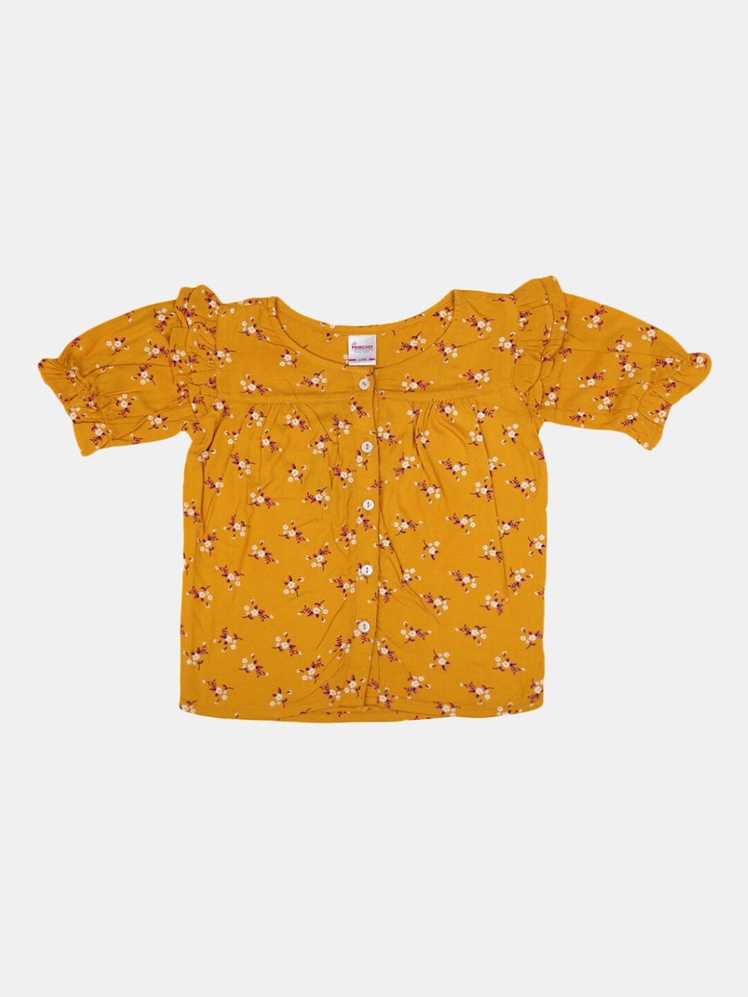 

V-Mart Mustard Yellow Print Top
