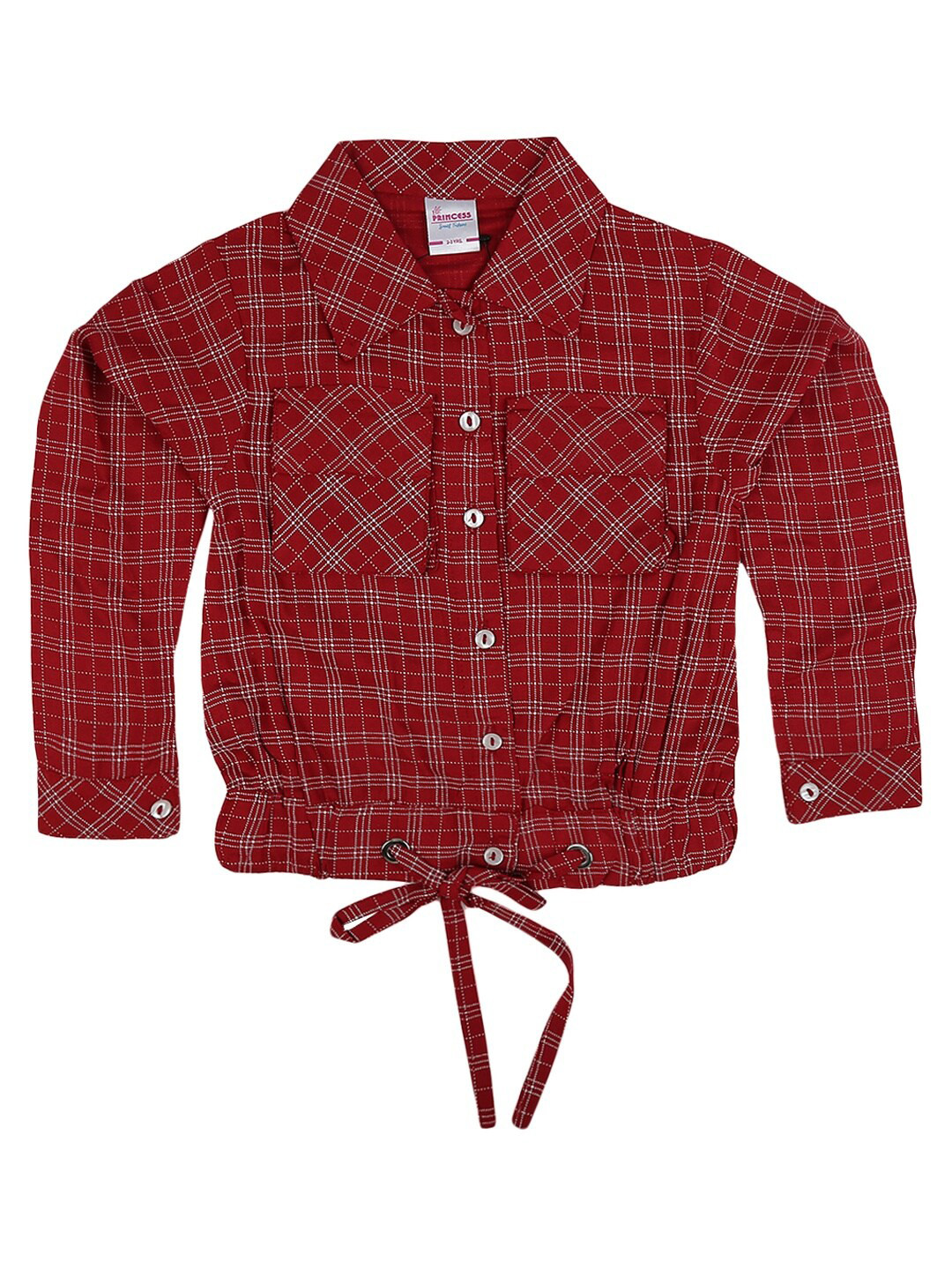 

V-Mart Maroon & falu red Checked Shirt Style Top