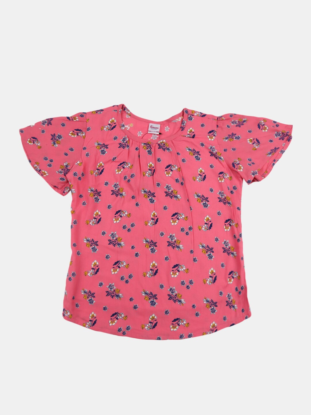 

V-Mart Pink & camellia rose Floral Print Top