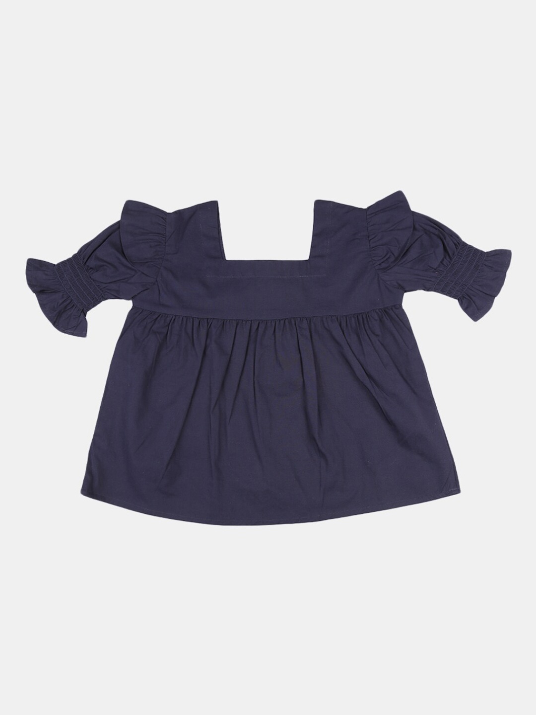 

V-Mart Girls Navy Blue Puff Sleeves A-line Top