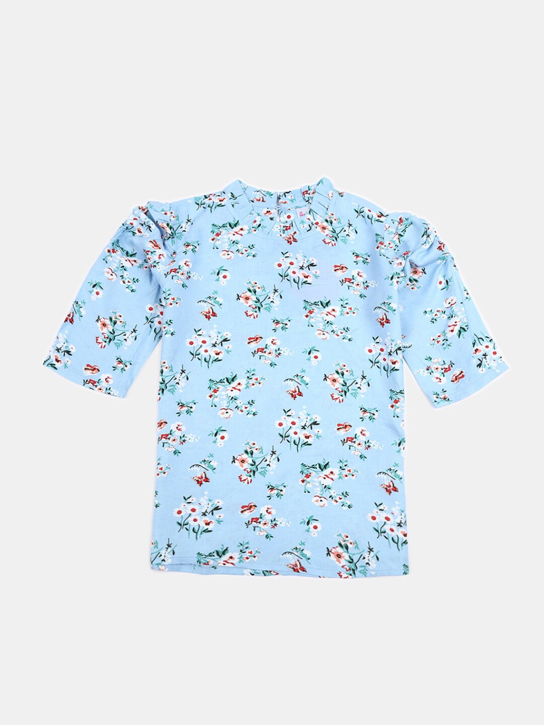 

V-Mart Blue & billowing sail Floral Print Top