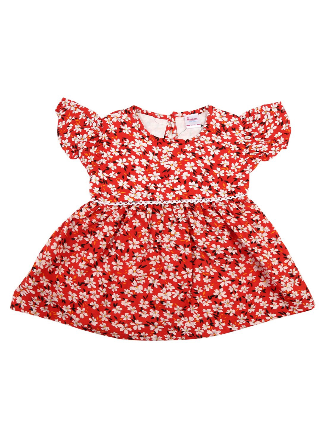 

V-Mart Red & international orange Floral Print Top