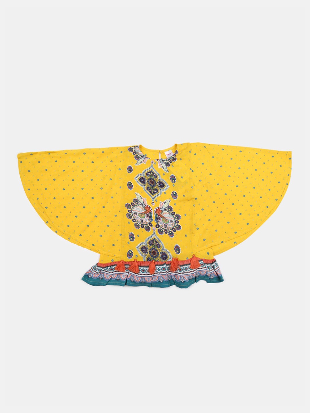 

V-Mart Yellow Print Cape Crop Top