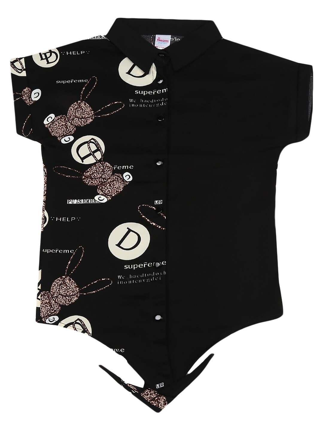 

V-Mart Black & vampire black Print Top