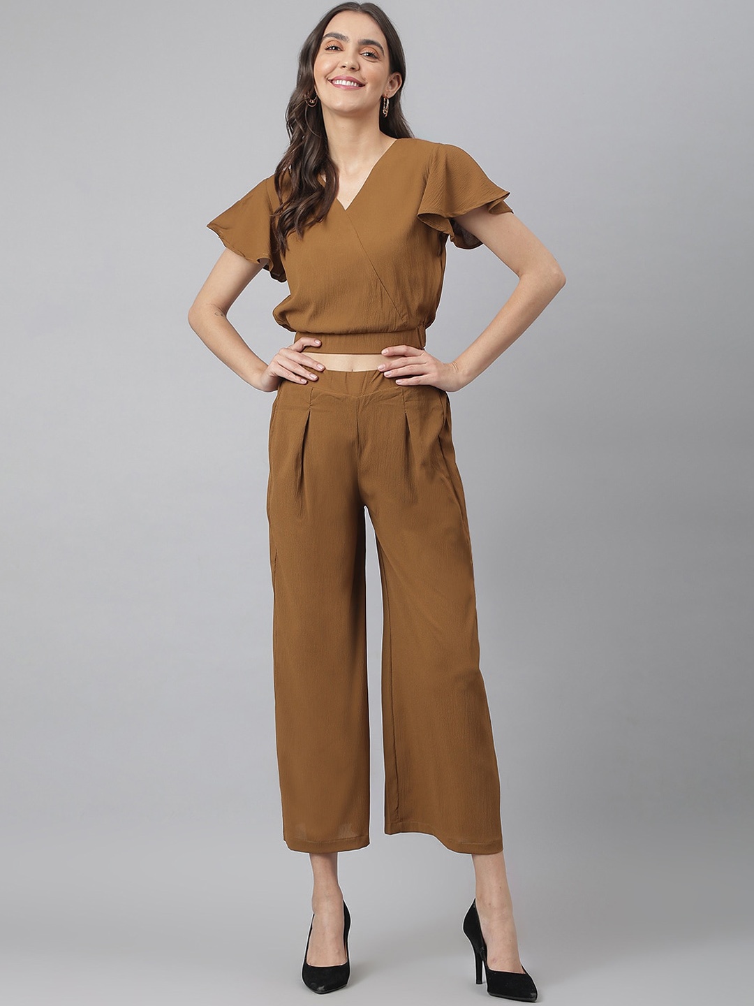 

Miss Grace Women Brown Solid Co-Ords Set