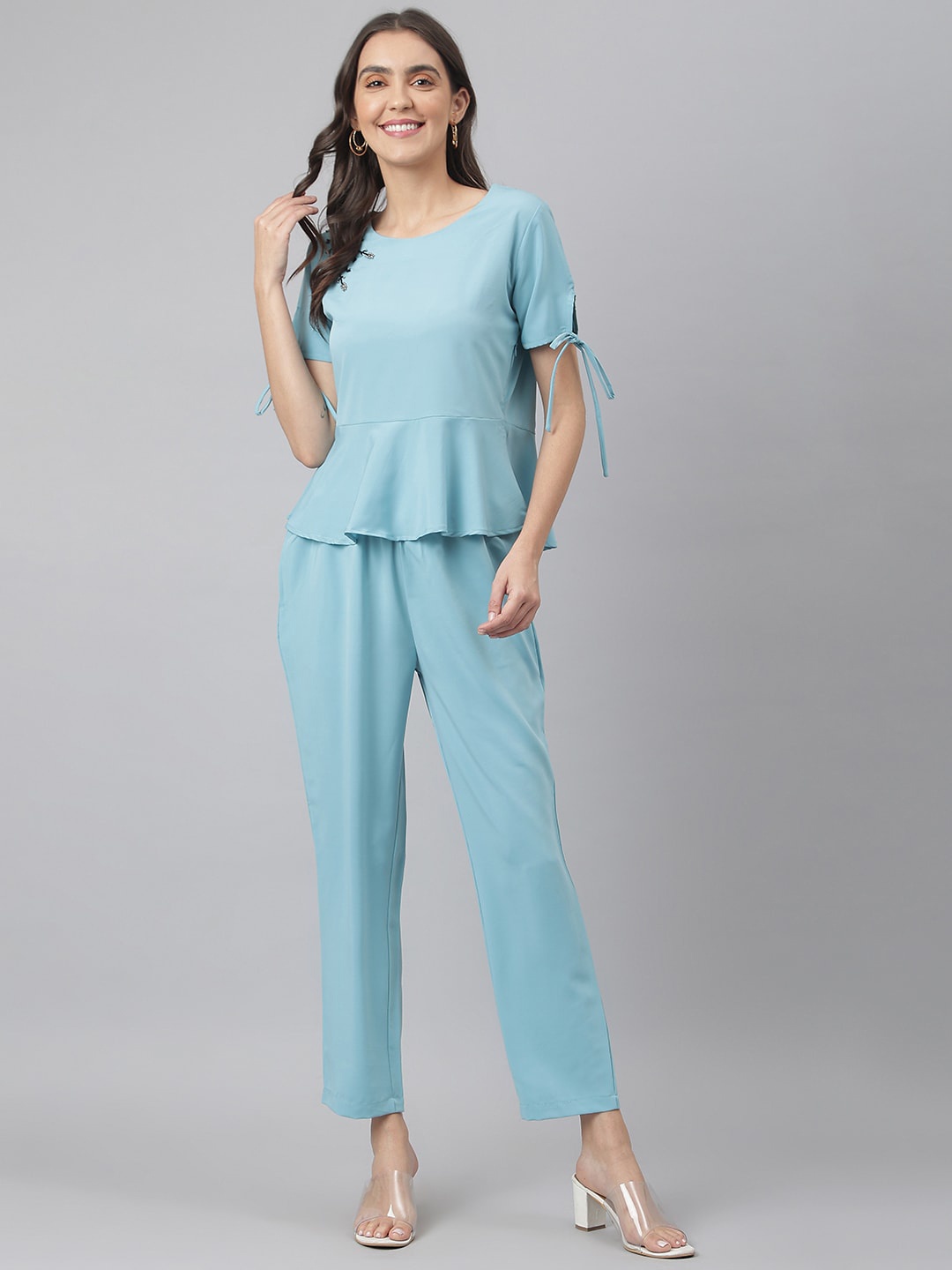 

Miss Grace Women Blue Solid Co-Ords