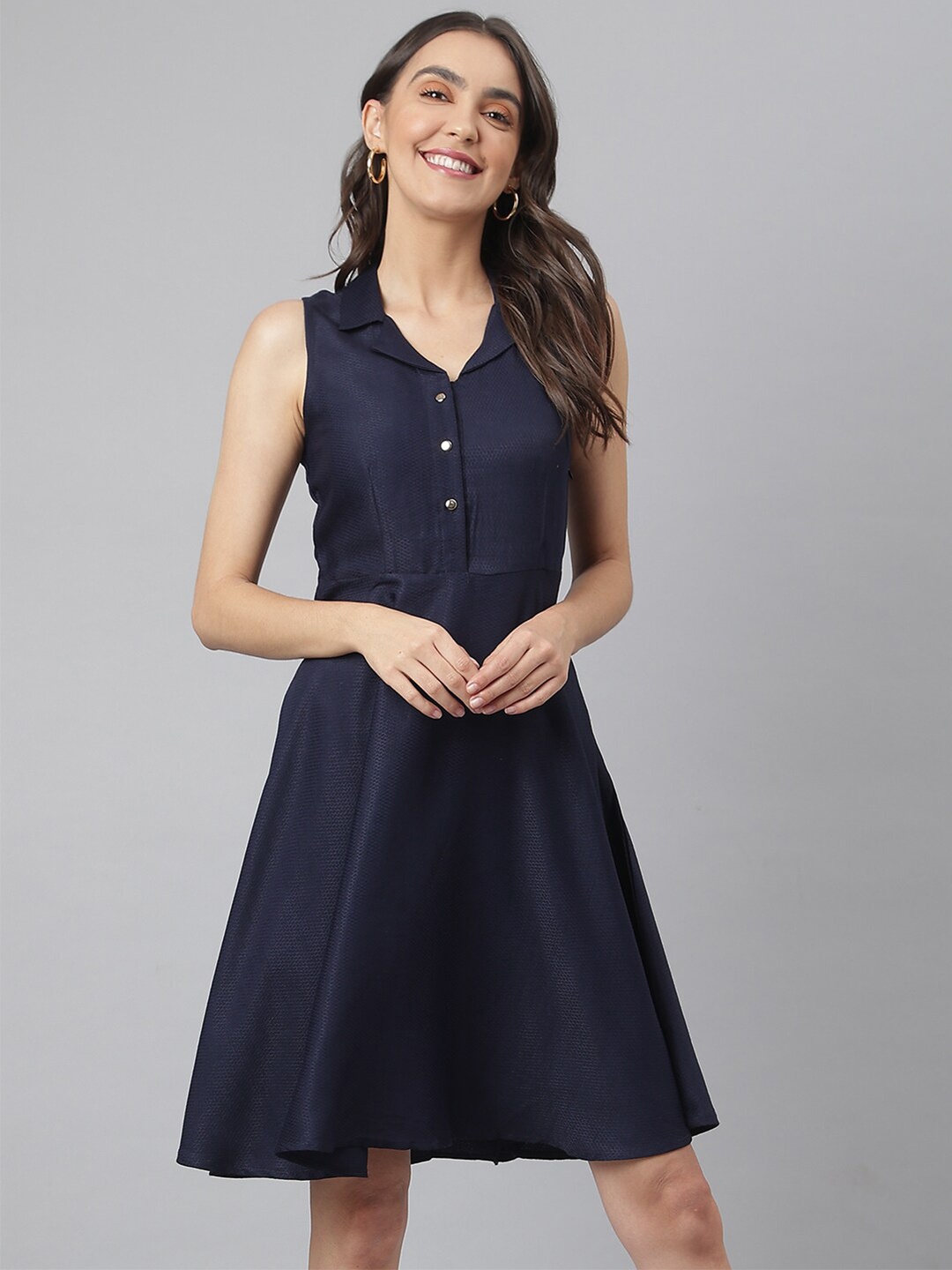 

Miss Grace Navy Blue & peacoat A-Line Dress