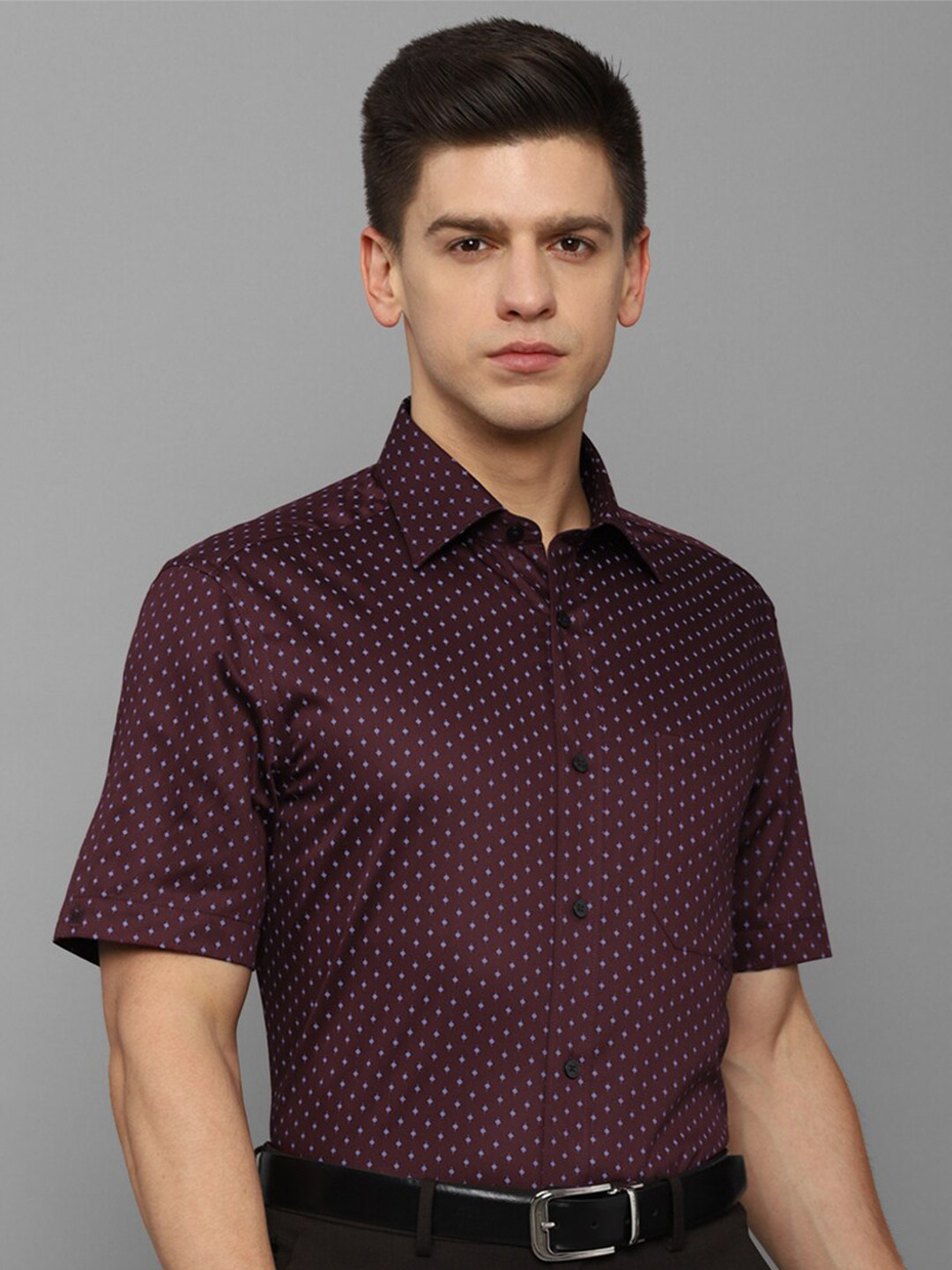 

Louis Philippe Men Maroon Printed Formal Shirt