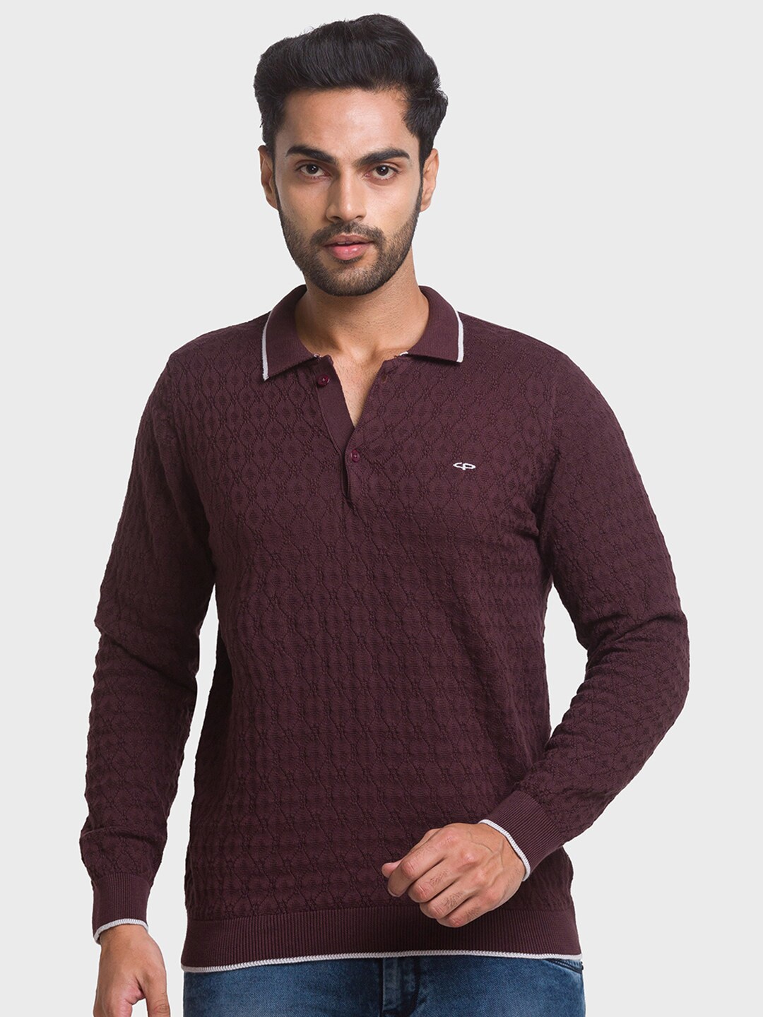 

ColorPlus Men Maroon Henley Neck T-shirt