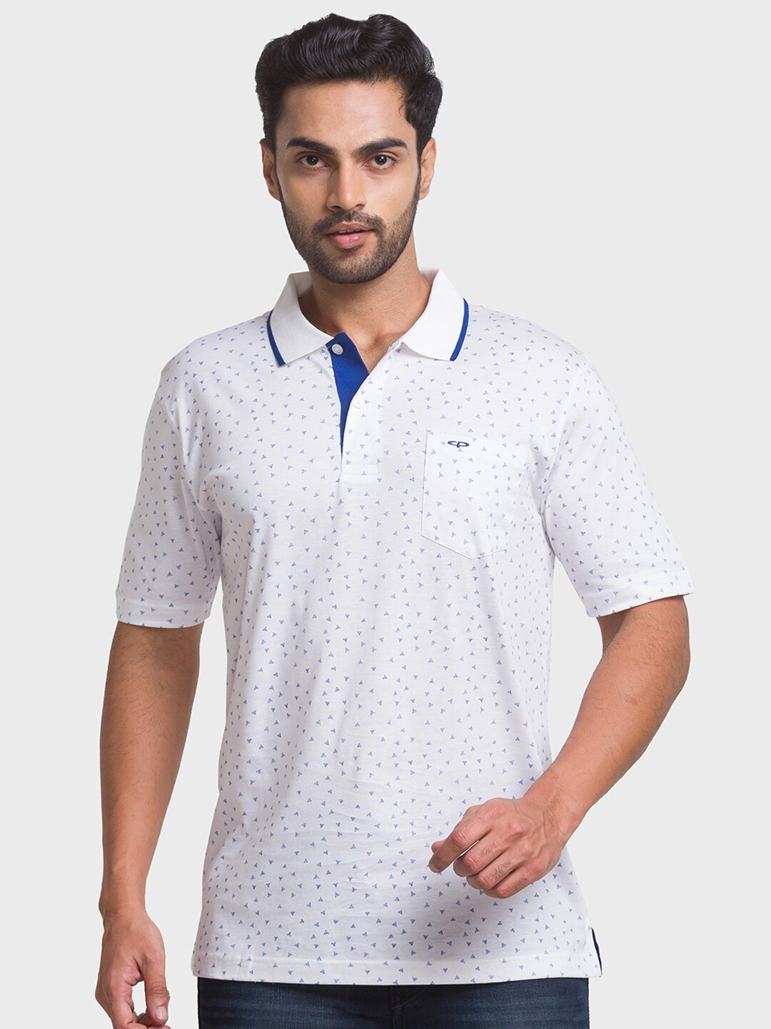 

ColorPlus Men White Polo Collar T-shirt