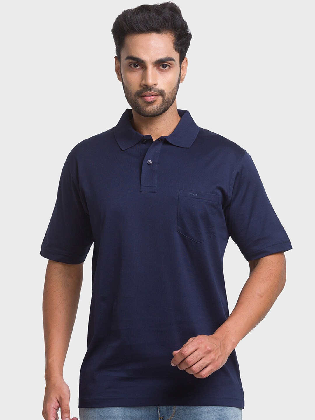

ColorPlus Men Blue Polo Collar T-shirt