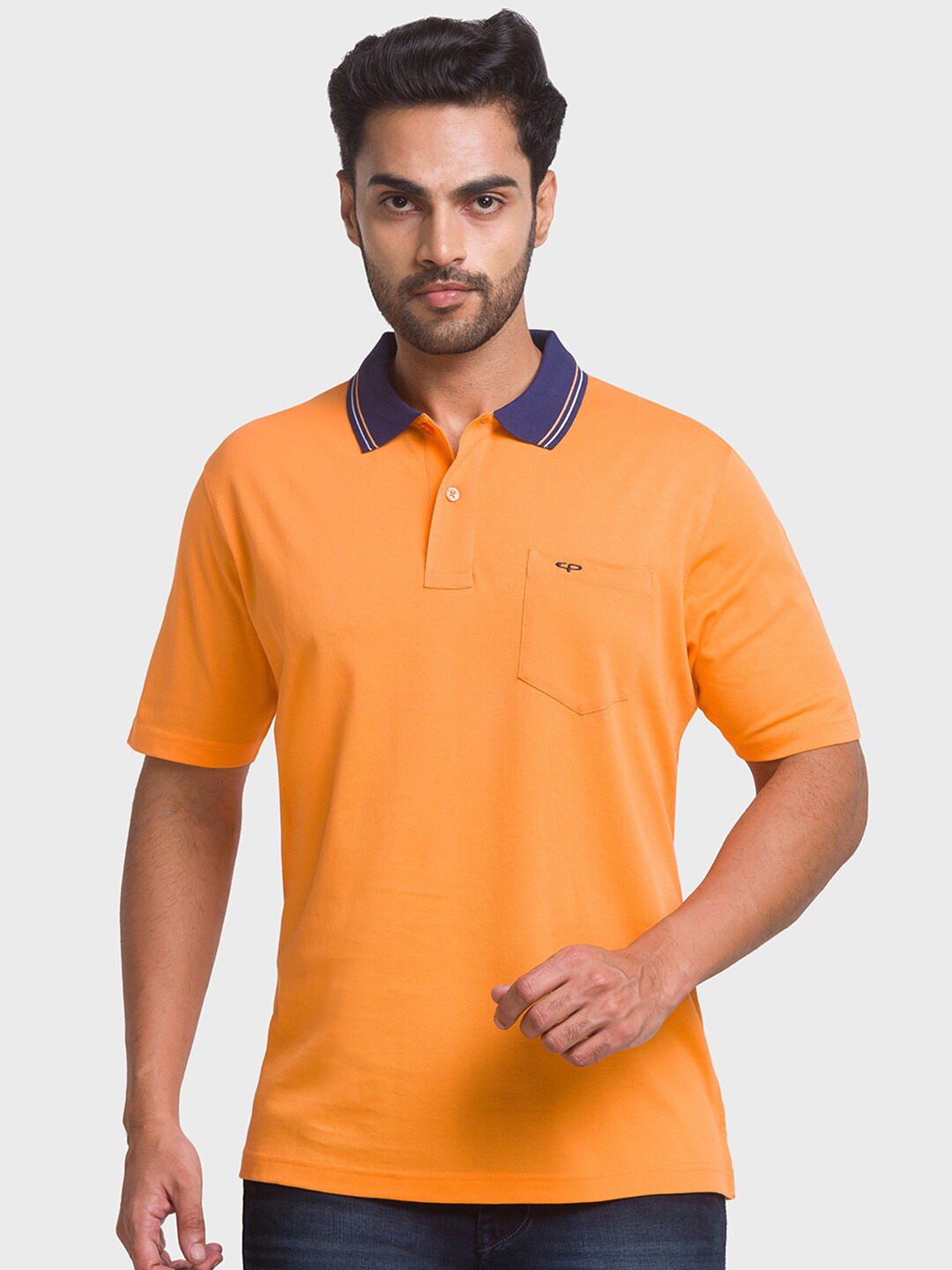 

ColorPlus Men Orange Polo Collar T-shirt