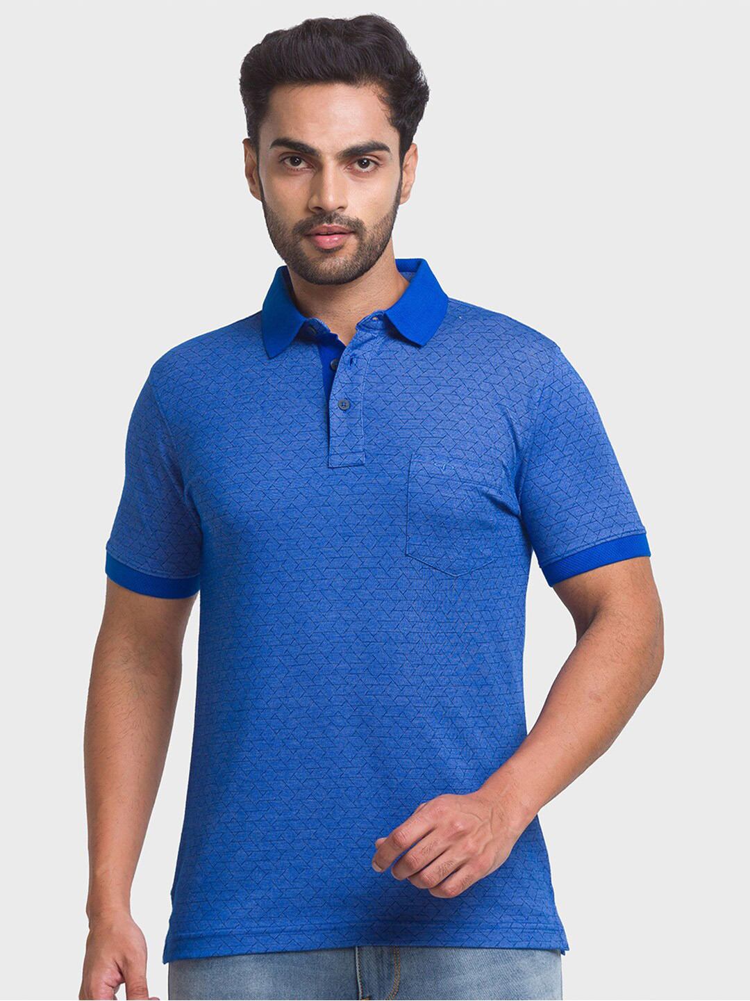 

ColorPlus Men Blue Polo Collar T-shirt