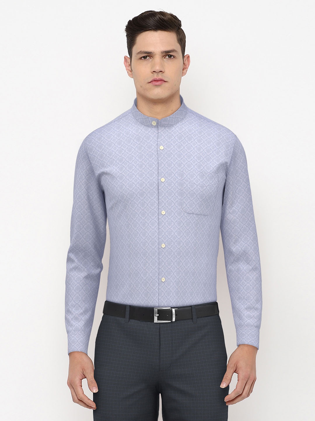 

Peter England Elite Men White Slim Fit Printed Formal Shirt