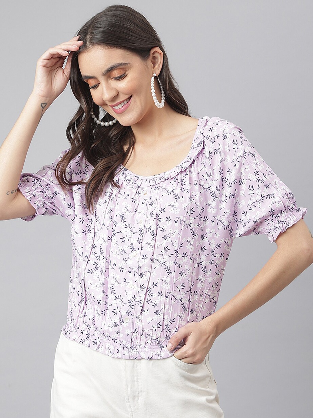 

Miss Grace Purple Floral Print Top