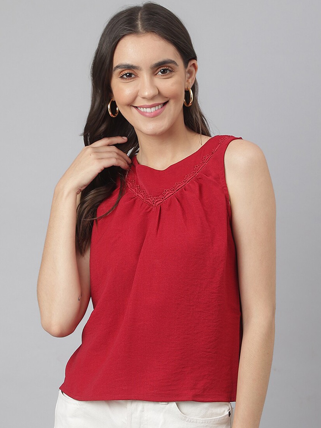 

Miss Grace Women Maroon Solid Top