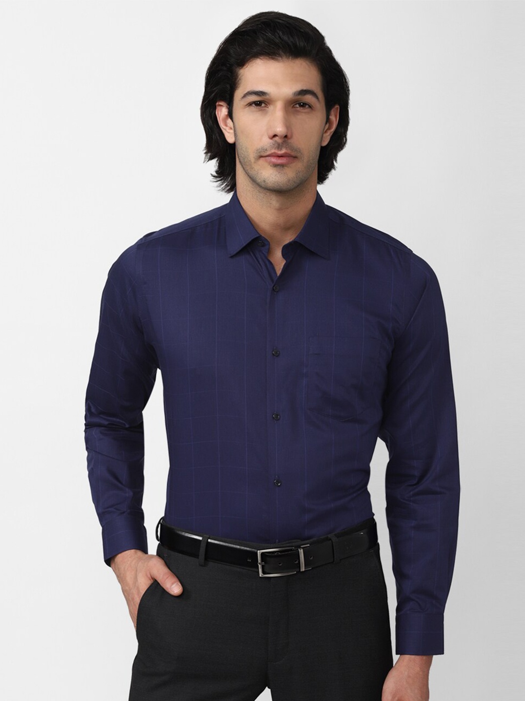 

Van Heusen Men Navy Blue Formal Shirt