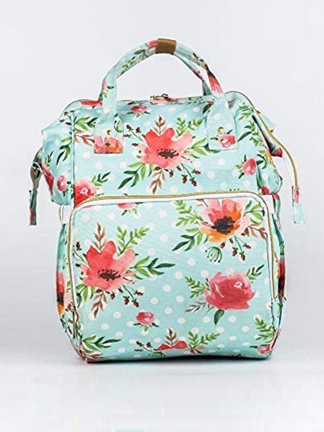 

haus & kinder Kids Blue & Green Floral Printed Diaper Bag