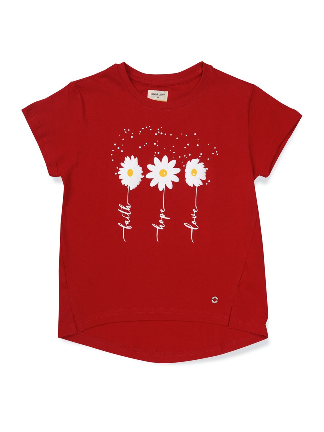 

Gini and Jony Red Print High-Low Top