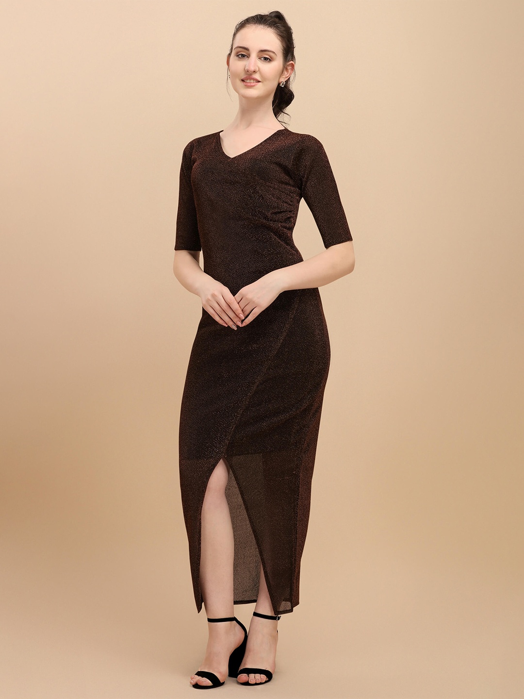 

SHEETAL Associates Maroon Sheath Maxi Dress