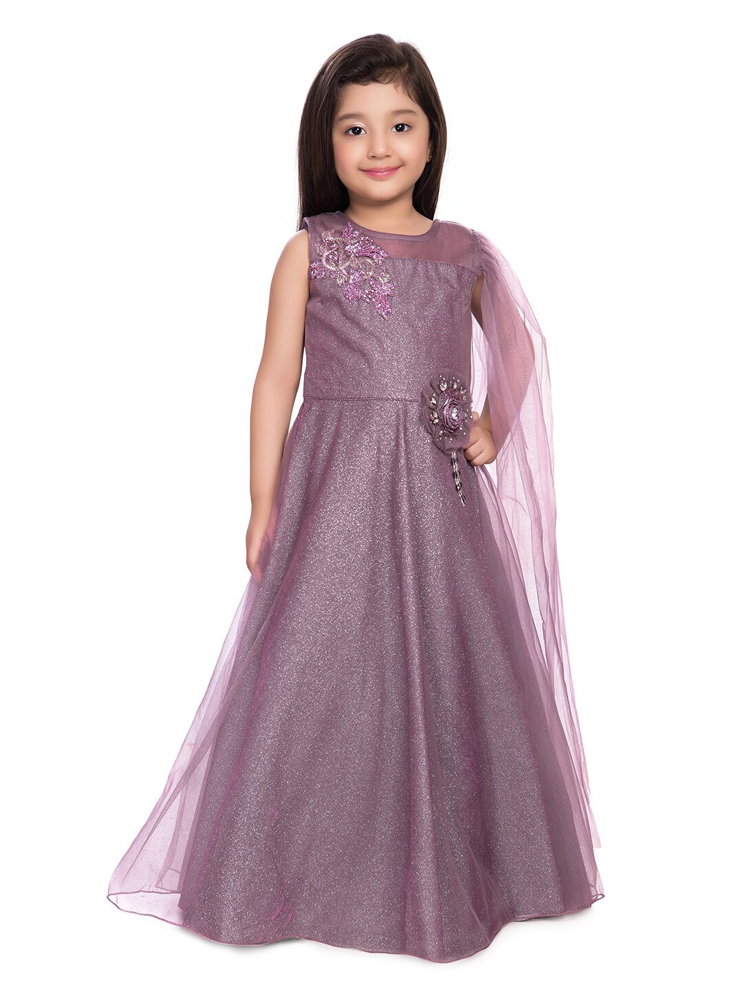 

BETTY Lavender Embellished Net Ethnic Maxi Dress