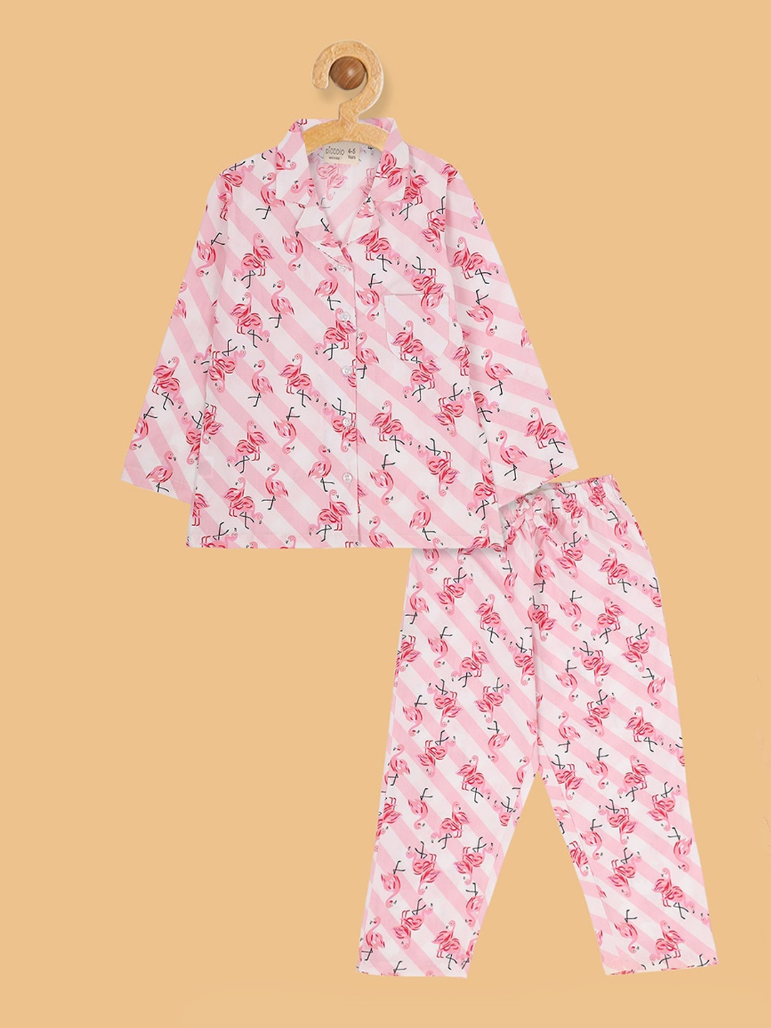 

PICCOLO Girls Pink & Black Printed Night suit