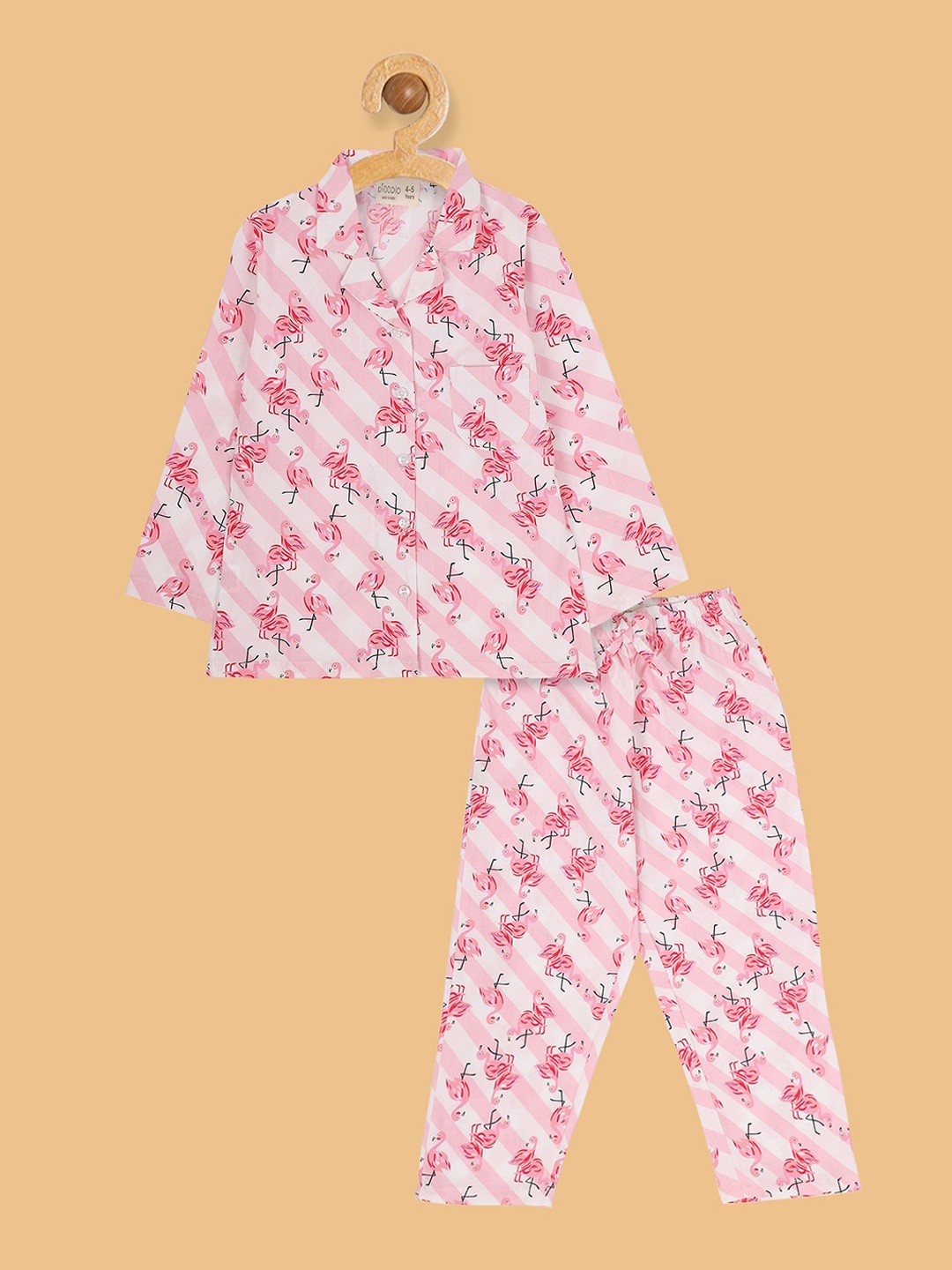 

PICCOLO Girls Pink & White Printed Night suit