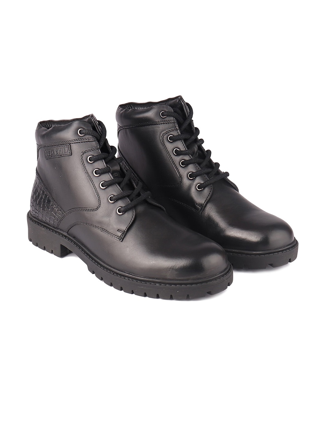 

Red Chief Men Black Textured High Ankle Boots