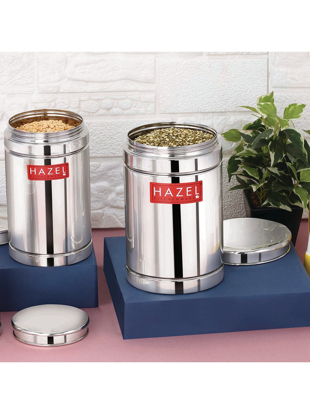 

HAZEL Set Of 2 Stainless Steel Container, Silver