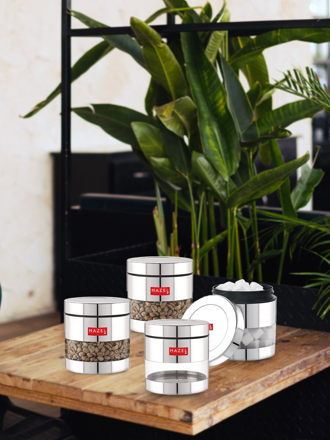 

HAZEL Set Of 4 Silver-Colored Solid Cylindrical Kitchen Storage