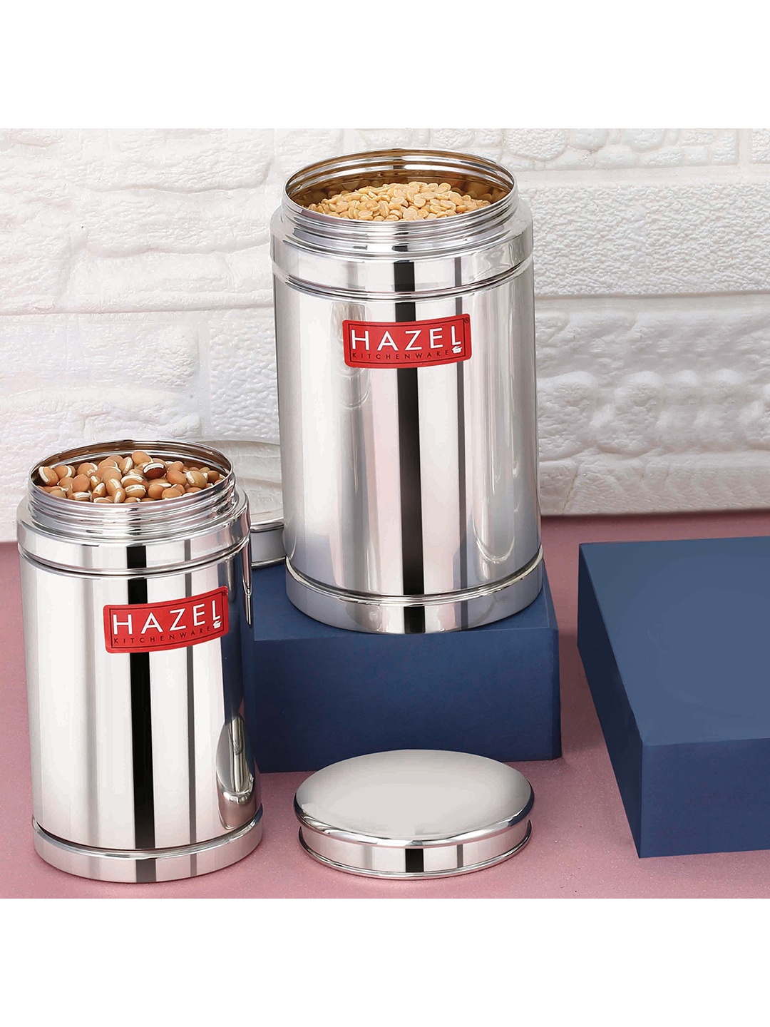 

HAZEL Set of 2 Silver-Toned Stainless Steel Kitchen Storage