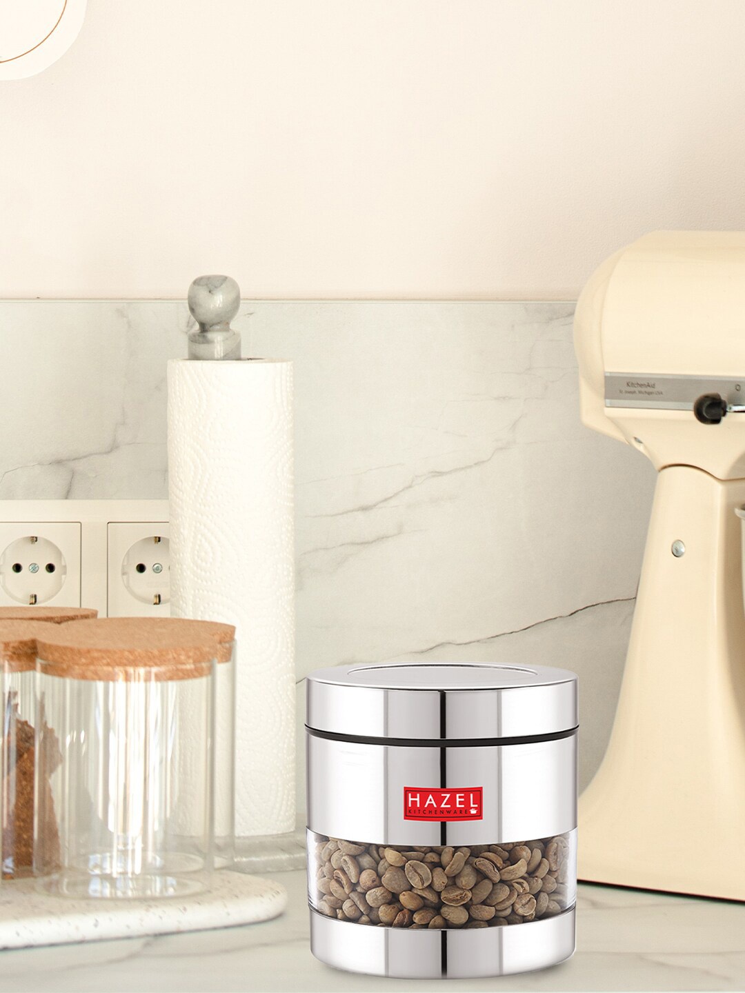 

HAZEL Silver-Toned Stainless Steel Food Container Kitchen Storage
