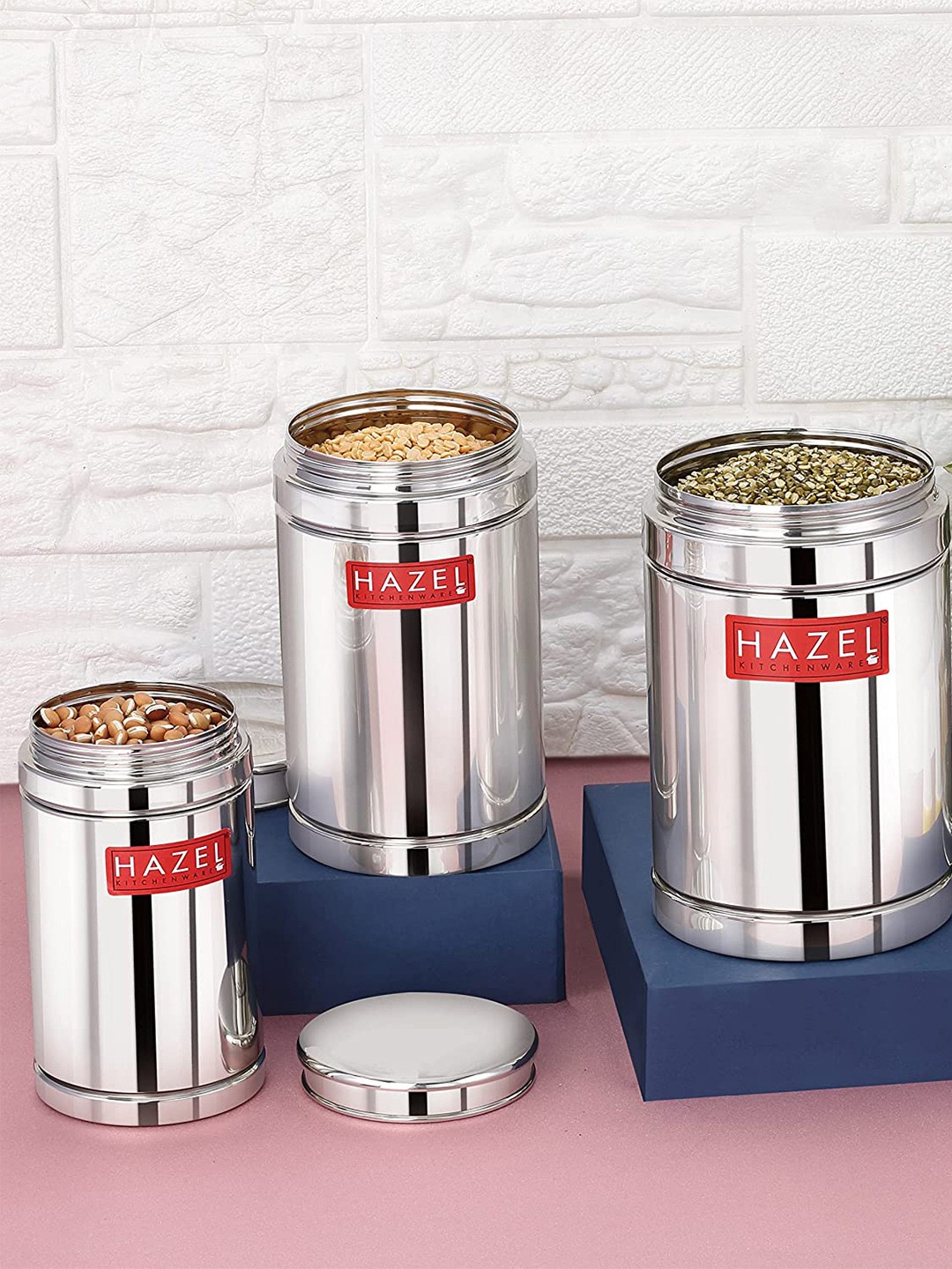 

HAZEL Set of 3 Silver Stainless Steel Container