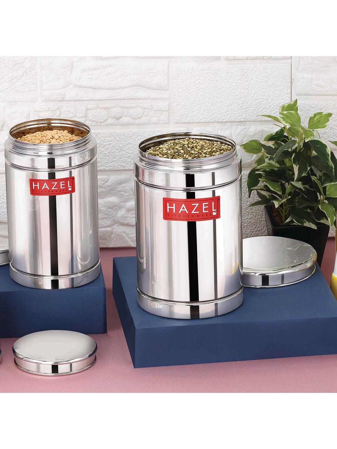 

HAZE Set Of 2 Silver-toned Stainless Steel Food Container Kitchen Storage