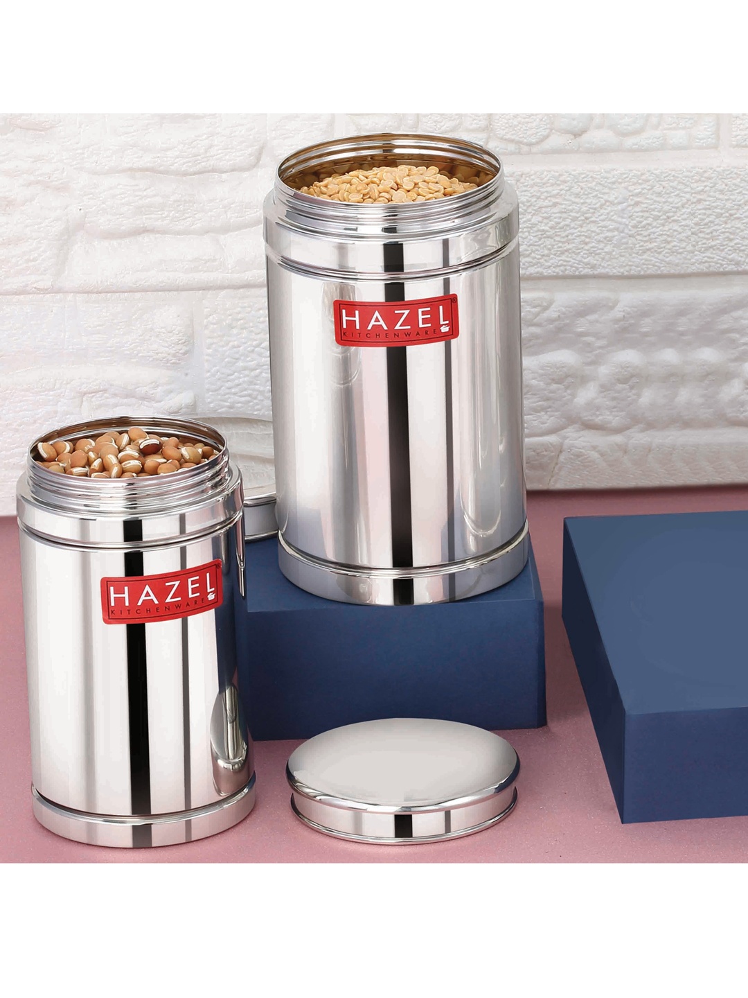 

HAZEL Set of 2 Silver-Toned Stainless Steel Containers